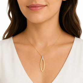 14K Gold 0.04 ct. tw. Open Oval Pendant