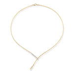 14K-Y COCOON DIA. BAR LARIAT NECK., 0.20CT