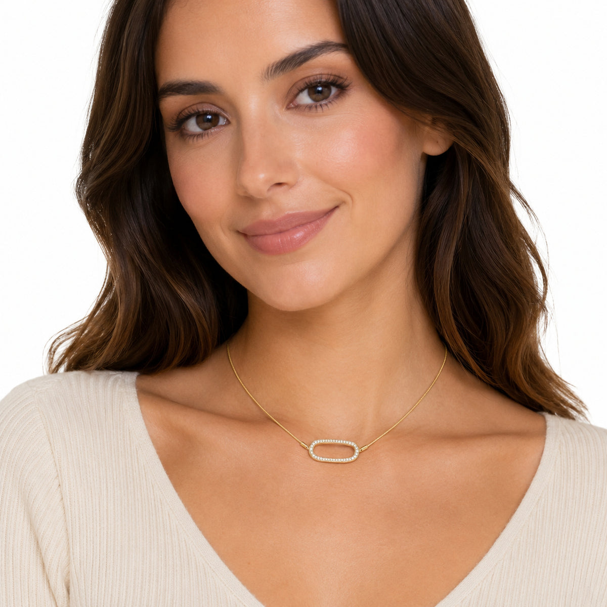 14K Gold 0.75 ct. tw. East-to-West Ellipse Necklace