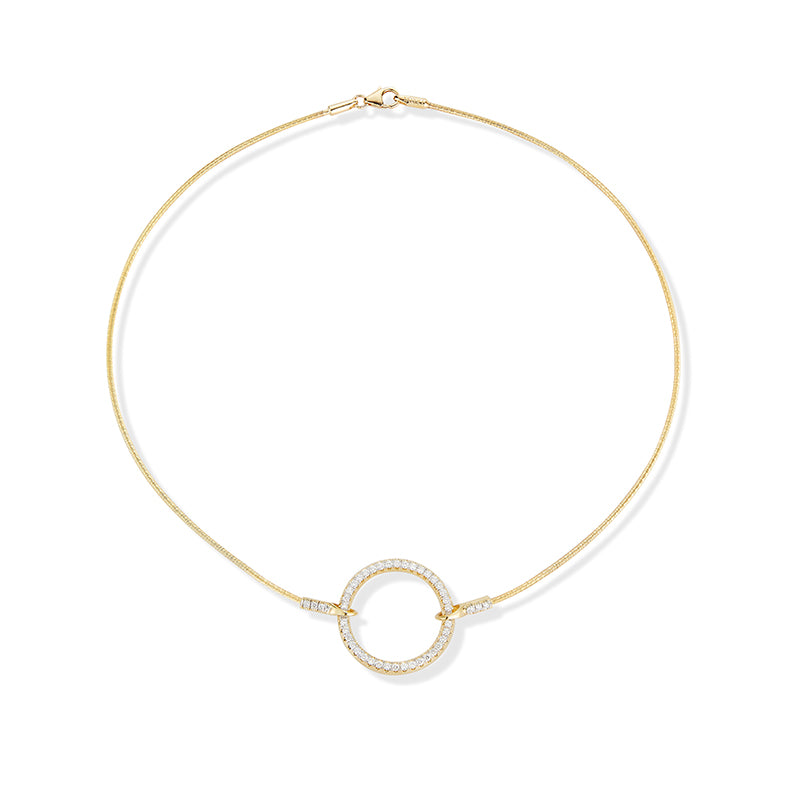 14K Gold 0.76 ct. tw. Open Diamond Circle Mesh Necklace