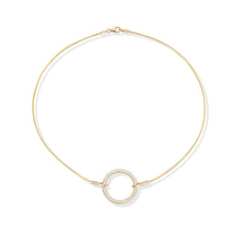 14K Gold 0.76 ct. tw. Open Diamond Circle Mesh Necklace