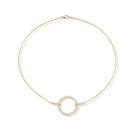 14K Gold 0.76 ct. tw. Open Diamond Circle Mesh Necklace