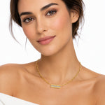 14K Gold 0.11 ct. tw. Dog Tag Open Link Necklace