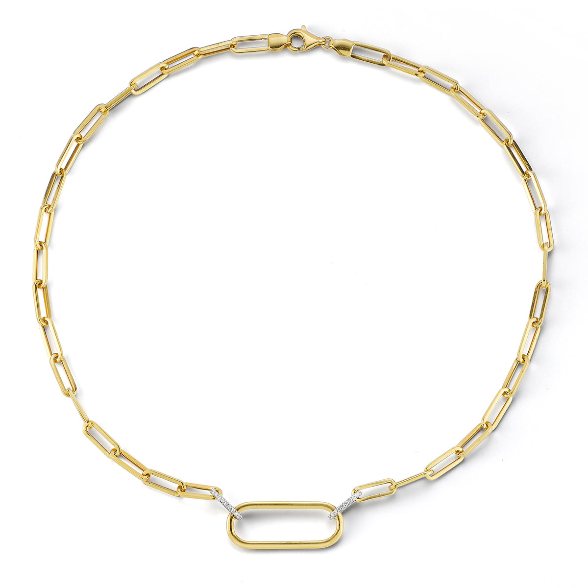14K Gold 0.27 ct. tw. Open Link Ellipse Necklace