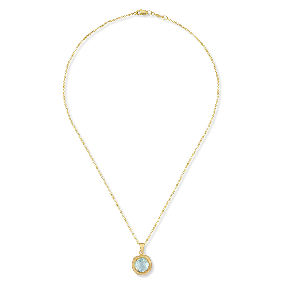 14K Gold 8mm 1.75CT Blue Topaz Color Stone Pendant