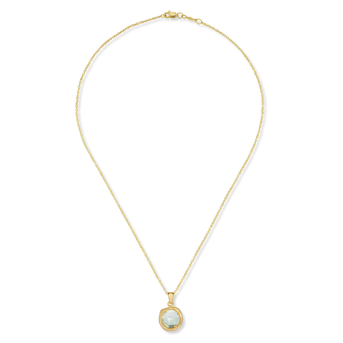 14K Gold 8mm 1.75CT Green Amethyst Color Stone Pendant