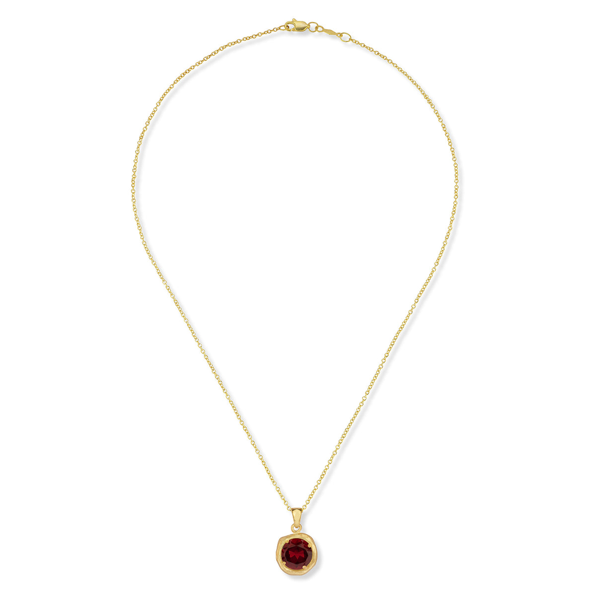 14K Gold 8mm 1.75CT Garnet Color Stone Pendant