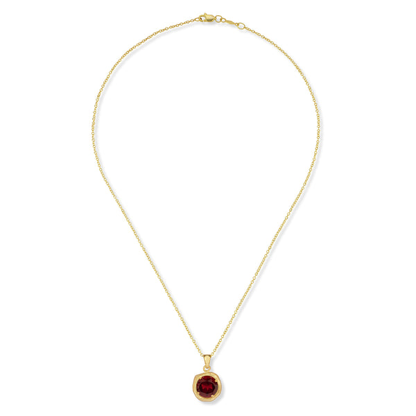 14K Gold 8mm 1.75CT Garnet Color Stone Pendant