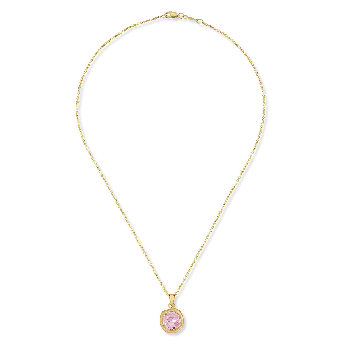 14K Gold 8mm 1.8CT Rose Quartz Color Stone Pendant