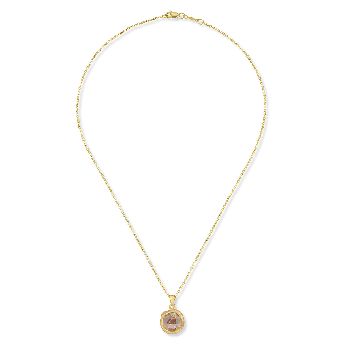 14K Gold 8mm 1.75CT Smokey Topaz Color Stone Pendant