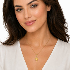 14K Gold 0.035 ct. tw. & 2.45CT Citrine Color Stone Pendant
