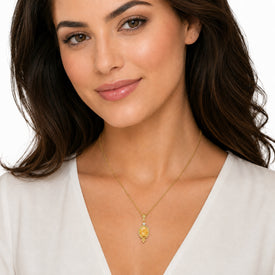 14K Gold 0.035 ct. tw. & 2.45CT Citrine Color Stone Pendant