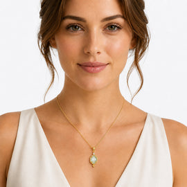 14K Gold 0.035 ct. tw. & 2.45CT Green Amethyst Color Stone Pendant