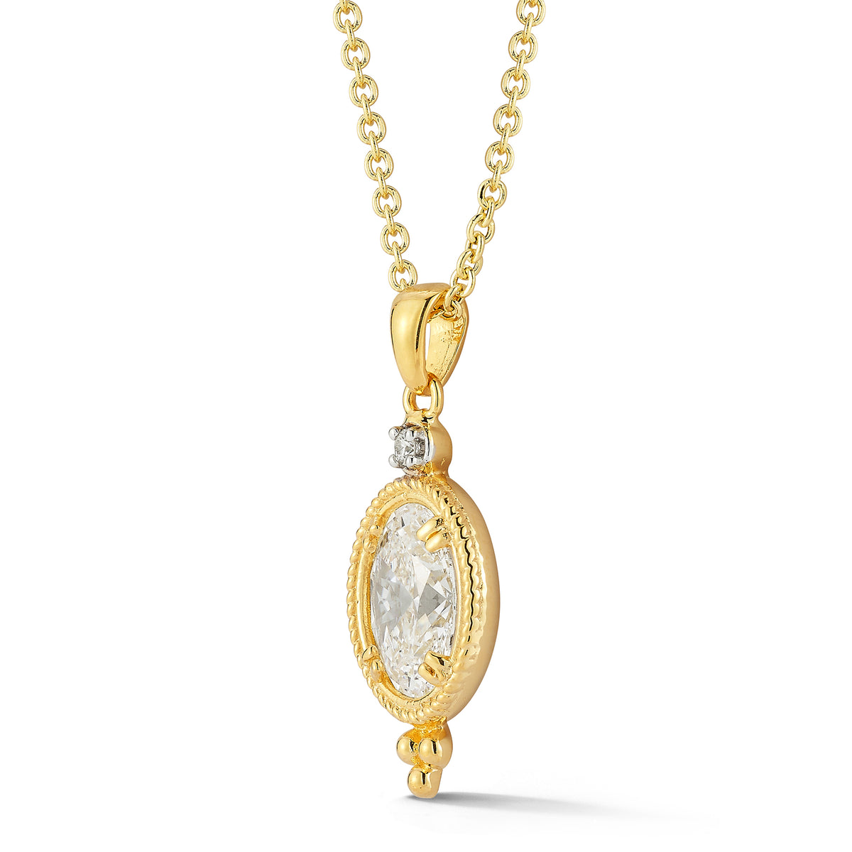 14K Gold 2.07 ct. tw. Lab Grown Diamond & 0.035 ct. tw. Natural Diamond Pendant