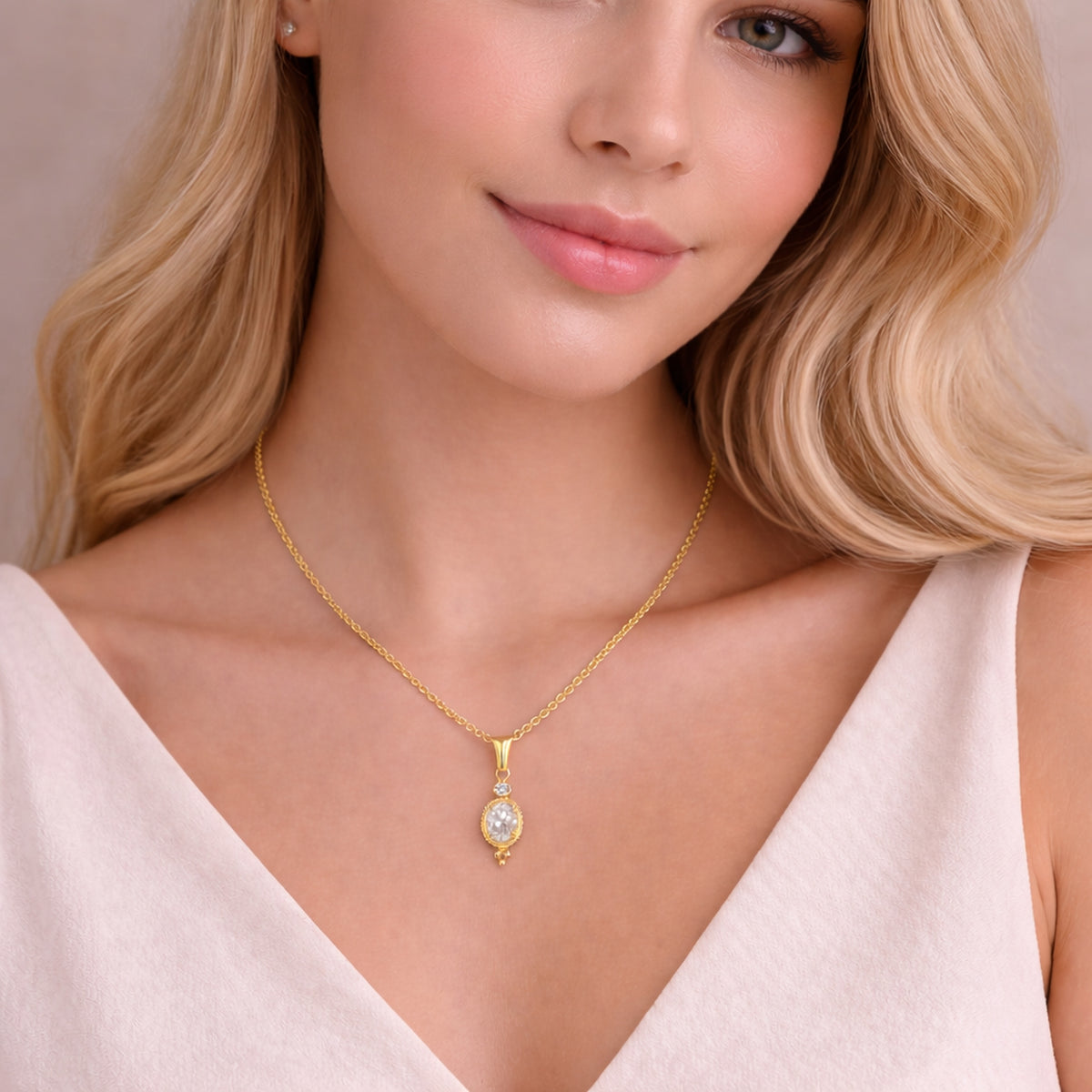 14K Gold 2.07 ct. tw. Lab Grown Diamond & 0.035 ct. tw. Natural Diamond Pendant