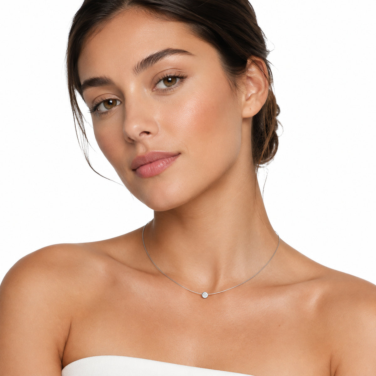 14K Gold 0.02 ct. tw. Sollitaire Wire Necklace