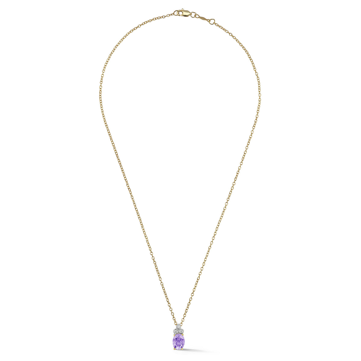 14K Gold 0.045 ct. tw. Dia. & 1.14CT Amethyst Color Stone Pendant