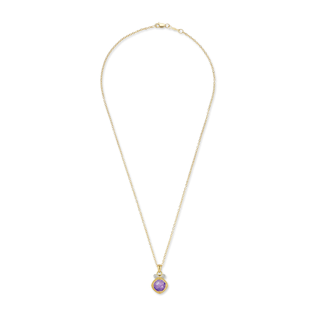 14K Gold 0.07 ct. tw. & 2.0CT Amethyst Color Stone Pendant