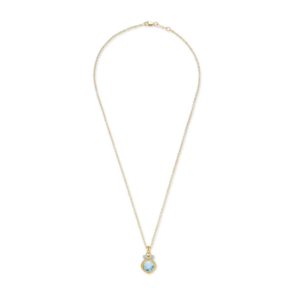 14K Gold 0.07 ct. tw. & 2.5CT Blue Topaz Color Stone Pendant