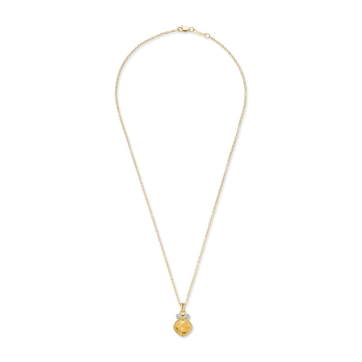 14K Gold 0.07 ct. tw. & 2.0CT Citrine Color Stone Pendant