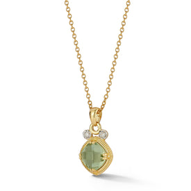 14K Gold 0.07 ct. tw. & 1.75CT Green Amethyst Color Stone Pendant