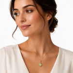 14K Gold 0.07 ct. tw. & 1.75CT Green Amethyst Color Stone Pendant
