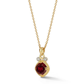 14K Gold 0.07 ct. tw. & 2.9CT Garnet Color Stone Pendant