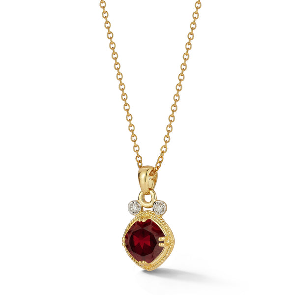 14K Gold 0.07 ct. tw. & 2.9CT Garnet Color Stone Pendant