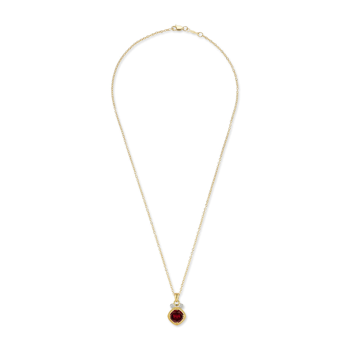 14K Gold 0.07 ct. tw. & 2.9CT Garnet Color Stone Pendant