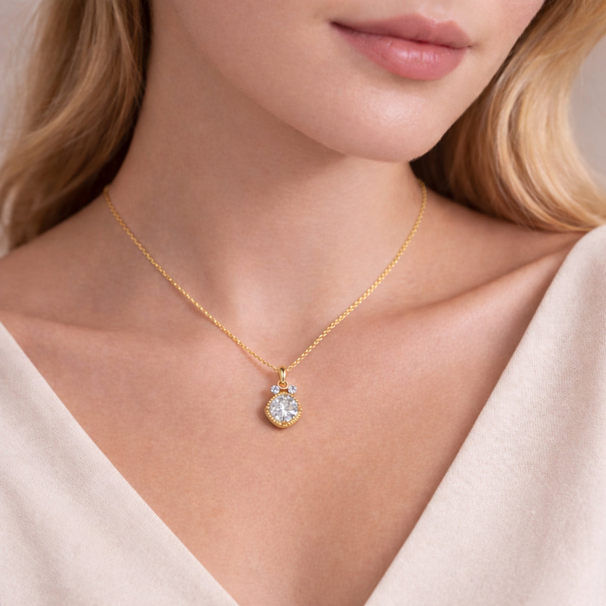 14K Gold 0.07 ct. tw. Natural Diamond  & 2.56 ct. tw. Lab Grown Diamond Pendant