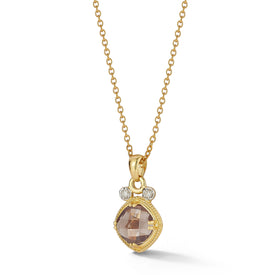 14K Gold 0.07 ct. tw. & 2.0CT Smokey Topaz Color Stone Pendant