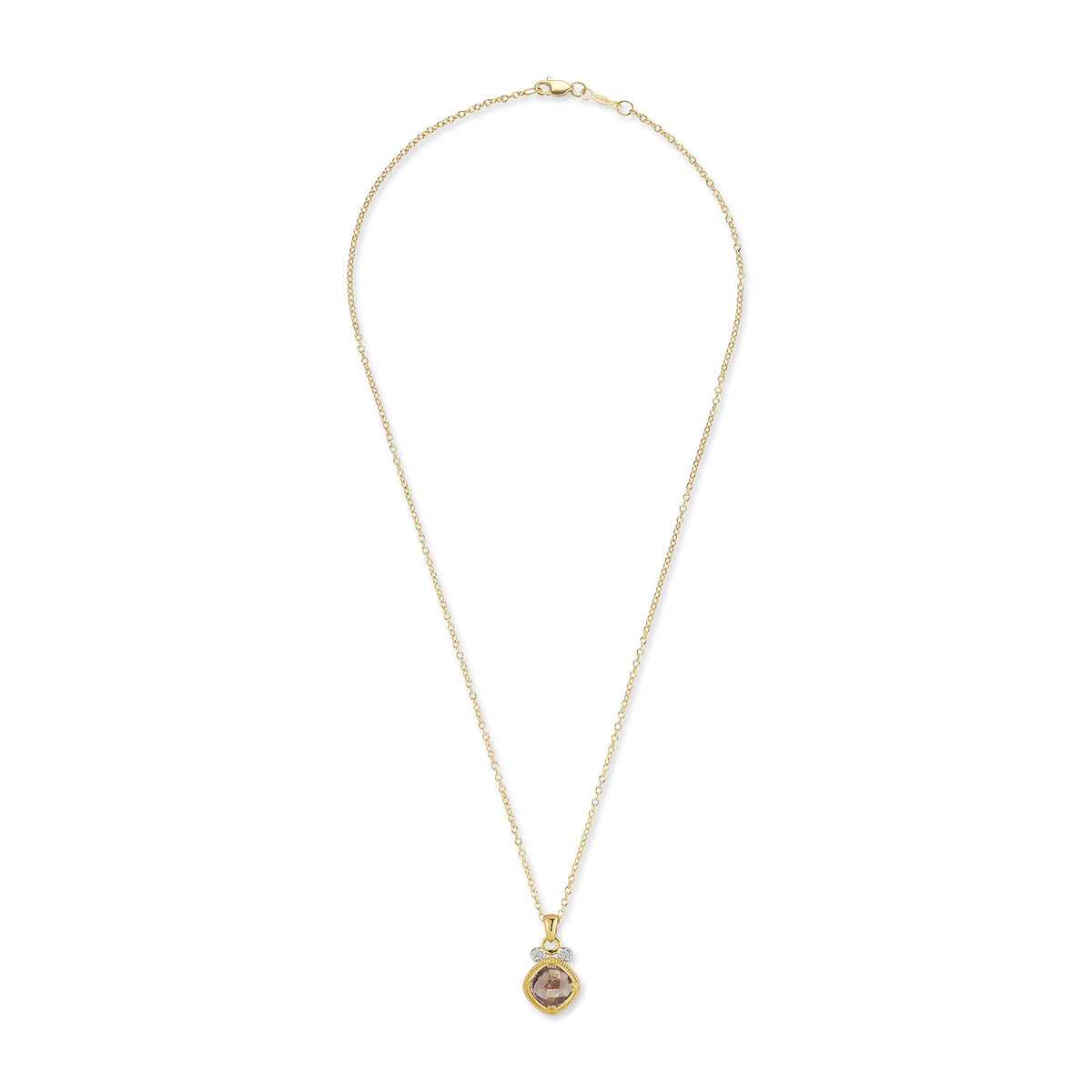 14K Gold 0.07 ct. tw. & 2.0CT Smokey Topaz Color Stone Pendant