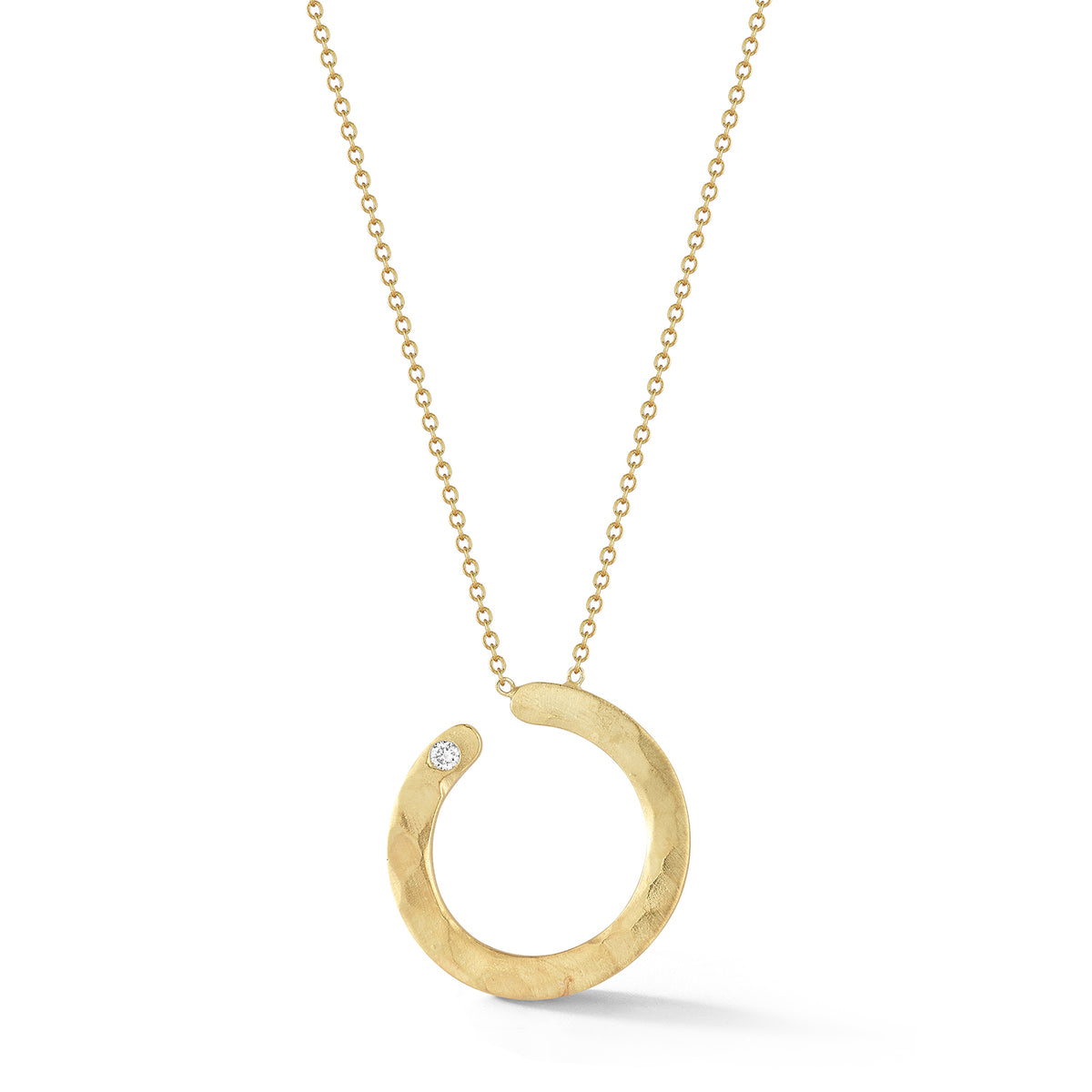 14K Gold 0.02 ct. tw. Hammered Circle Pendant