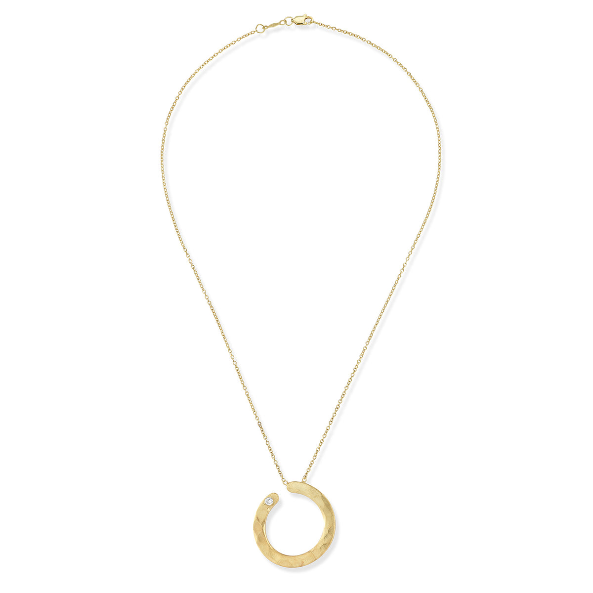 14K Gold 0.02 ct. tw. Hammered Circle Pendant