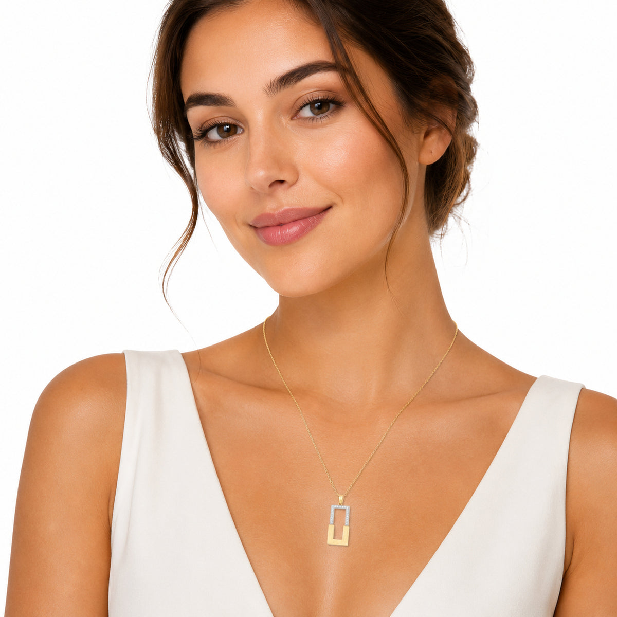 14K Gold 0.13 ct. tw. Open Rectangle Pendant Slide