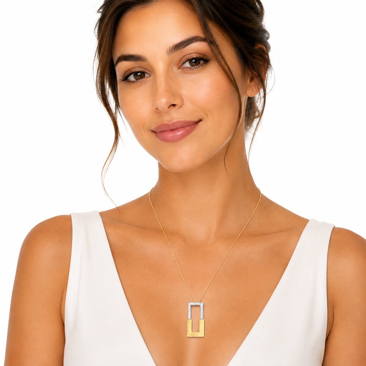 14K Gold 0.40 ct. tw. Open Large Rectangle Pendant Slide