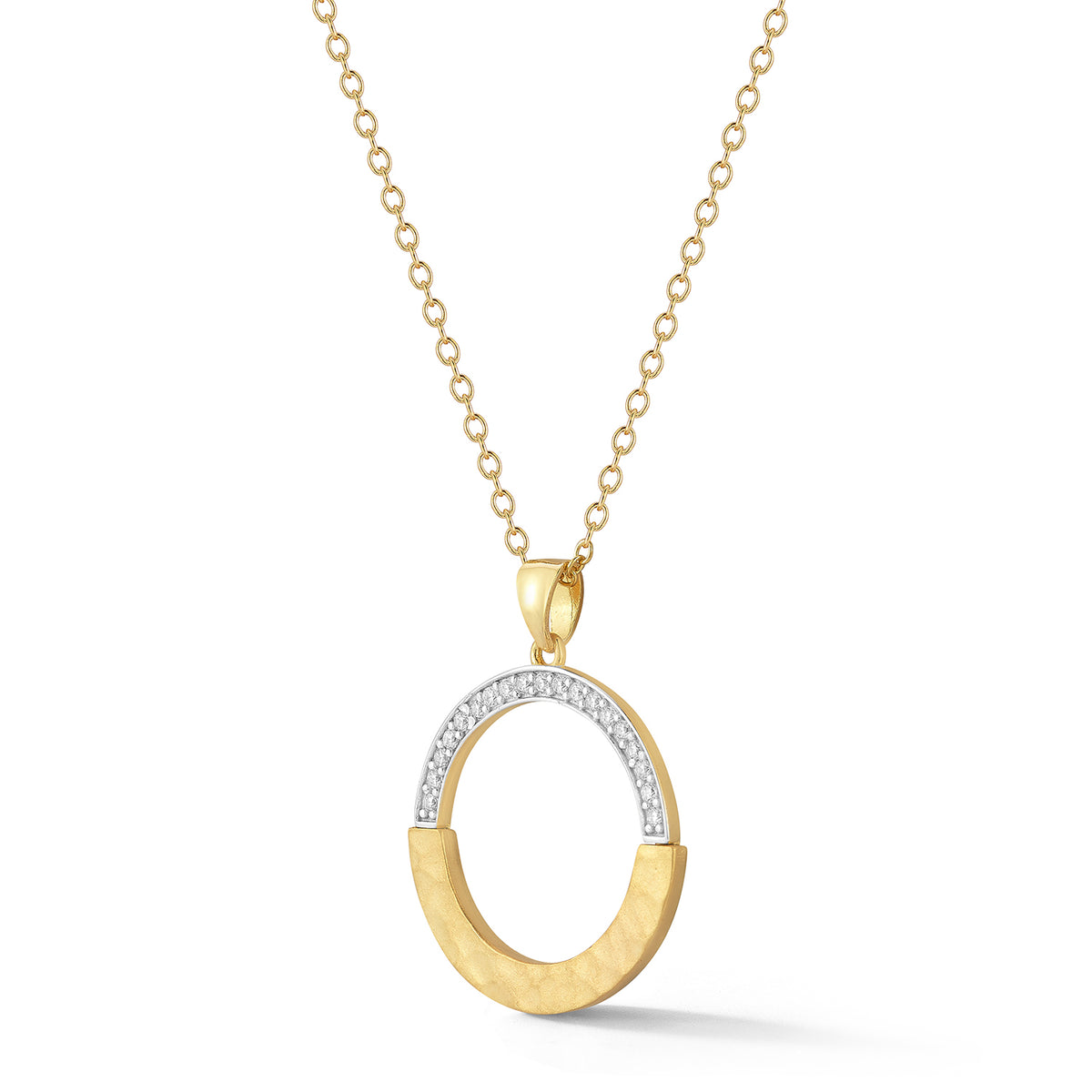 14K Gold 0.12 ct. tw. 21mm Open Circle Pendant Slide