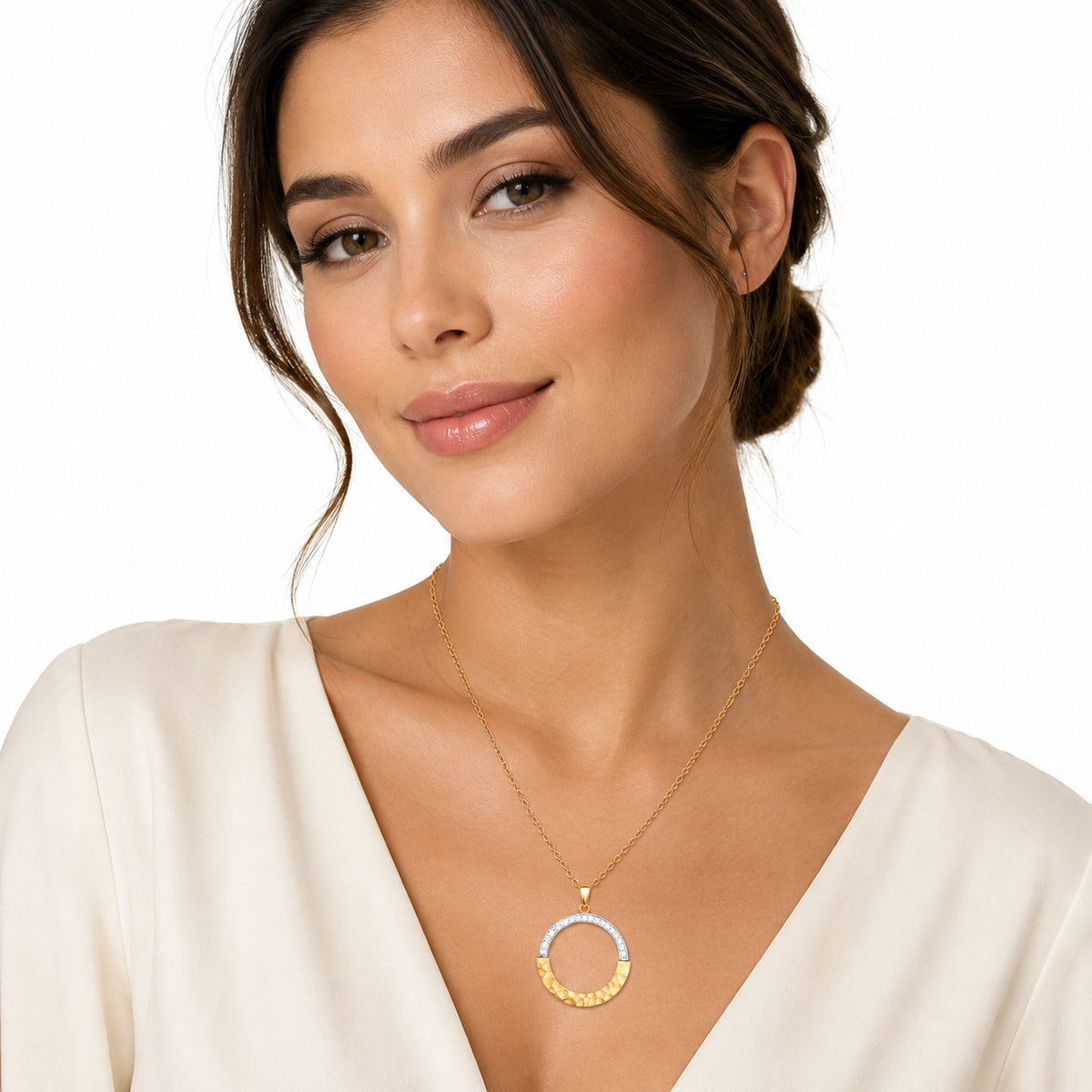 14K Gold 0.12 ct. tw. 34mm Open Circle Pendant Slide
