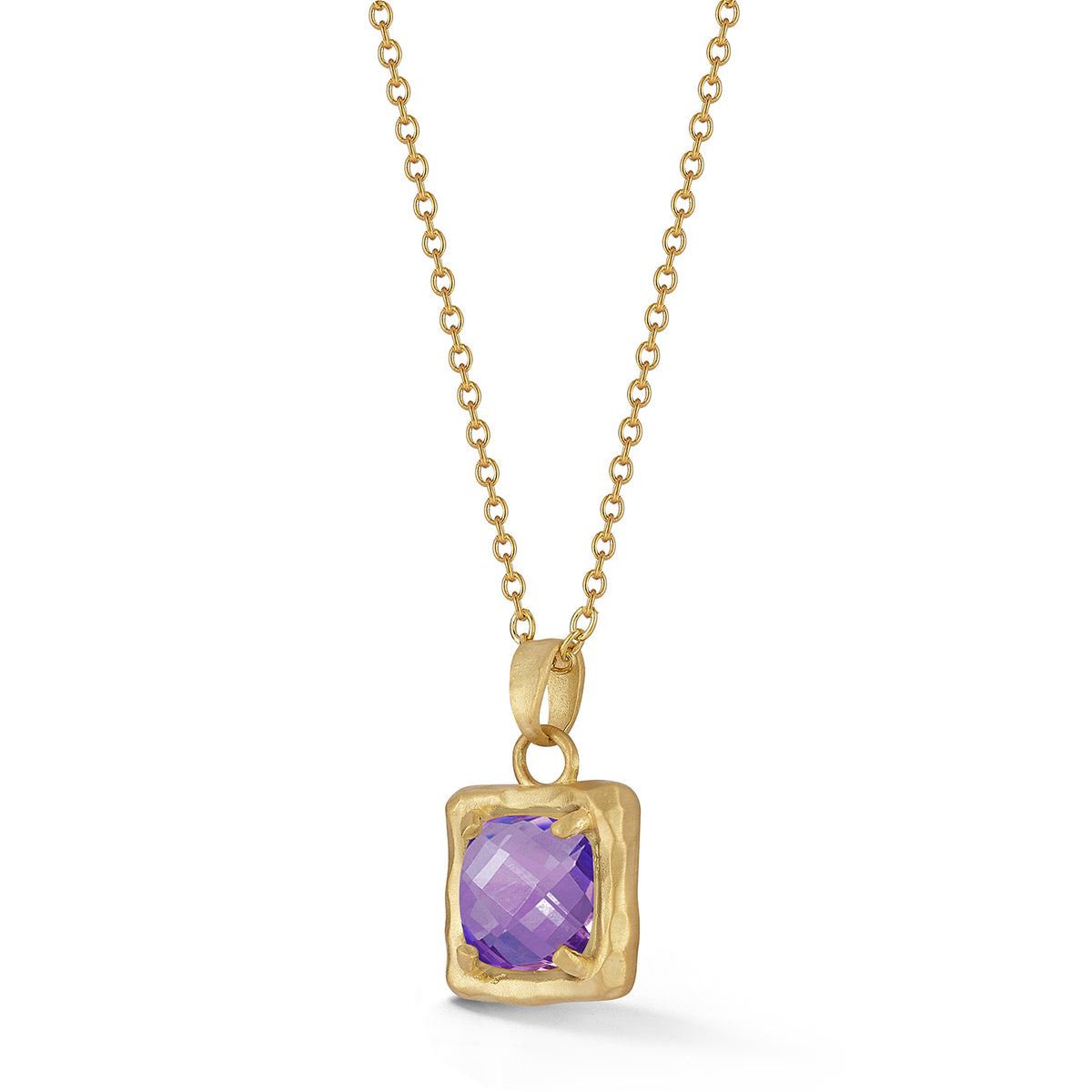 14K Gold 2.0CT 8mm Amethyst Pendant