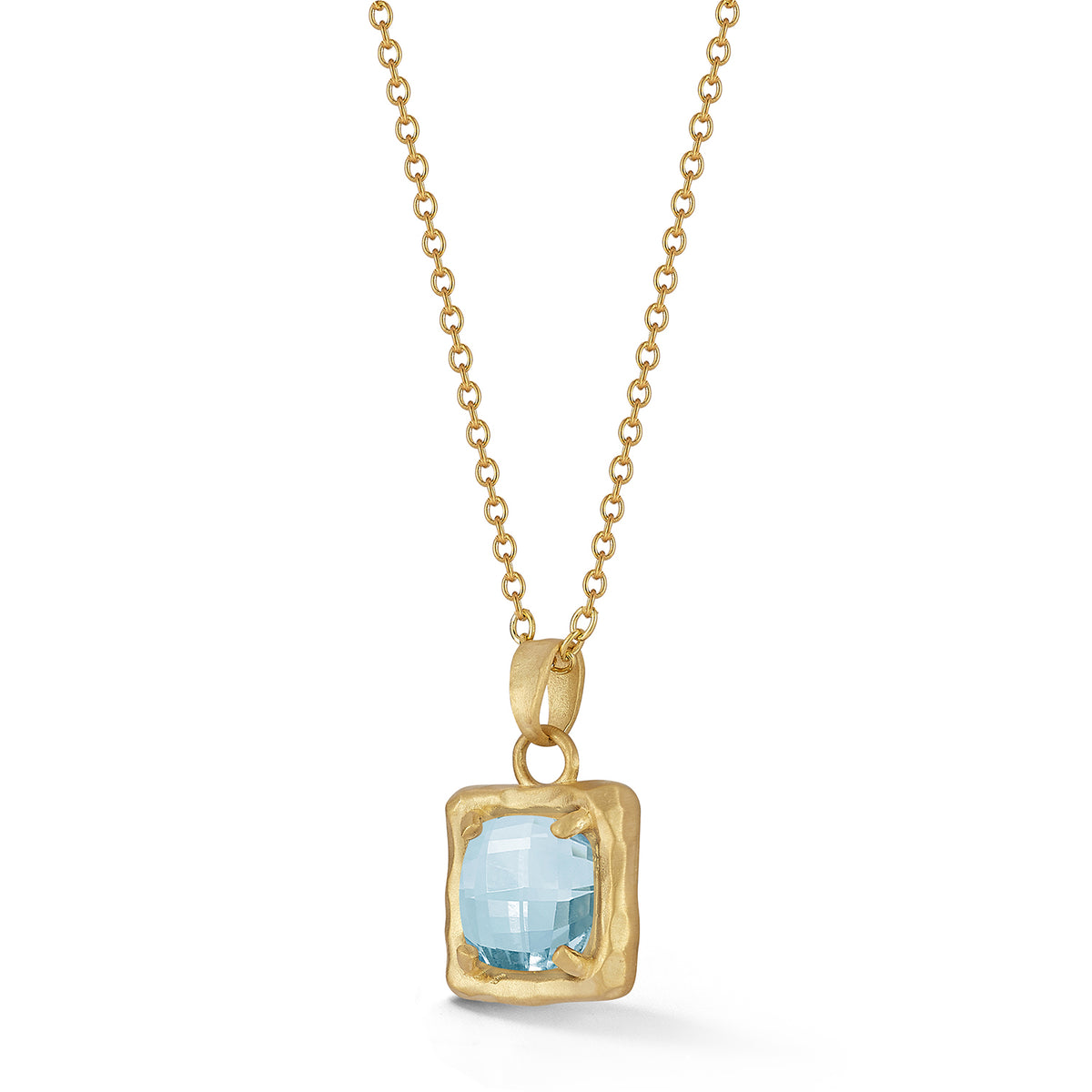 14K Gold 2.5CT 8mm Blue Topaz Pendant