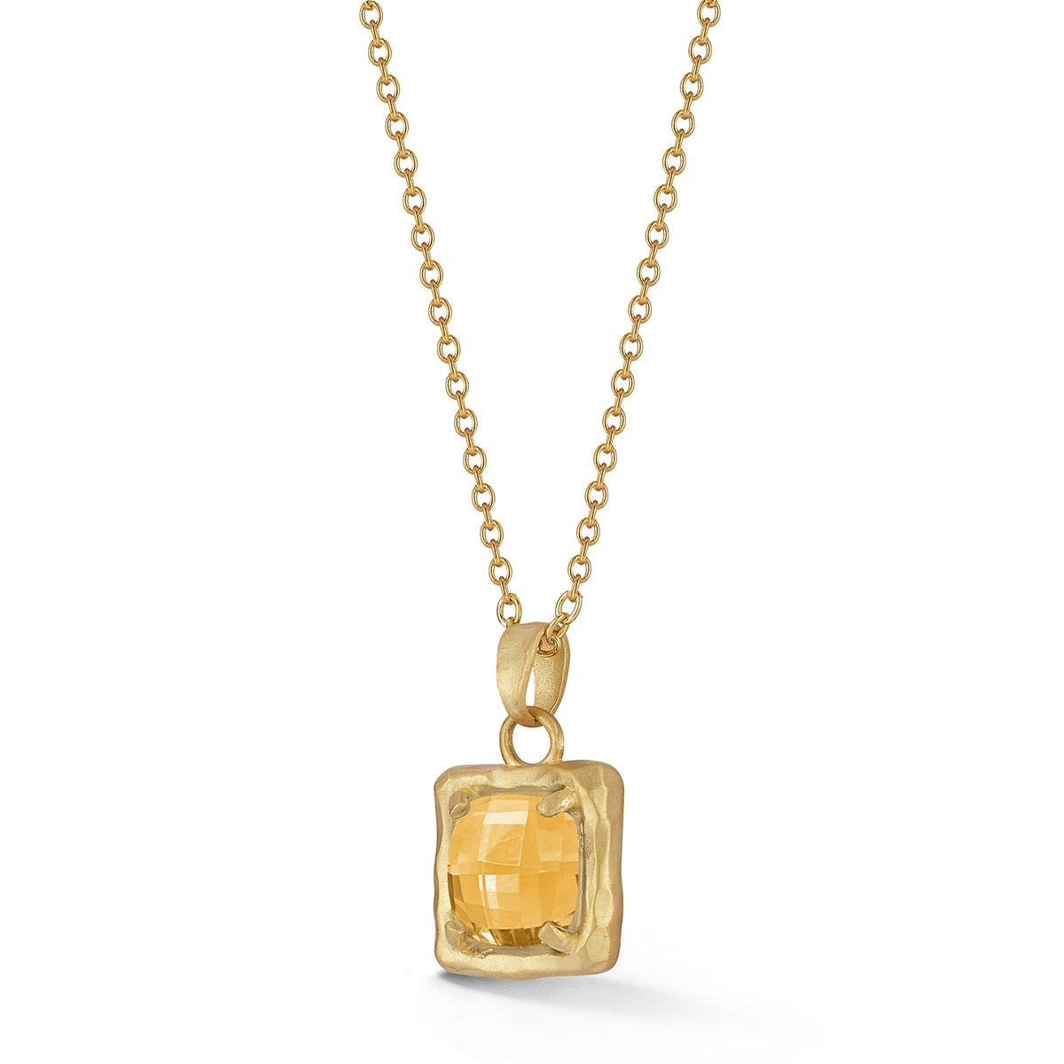 14K Gold 2.0CT 8mm Citrine Pendant