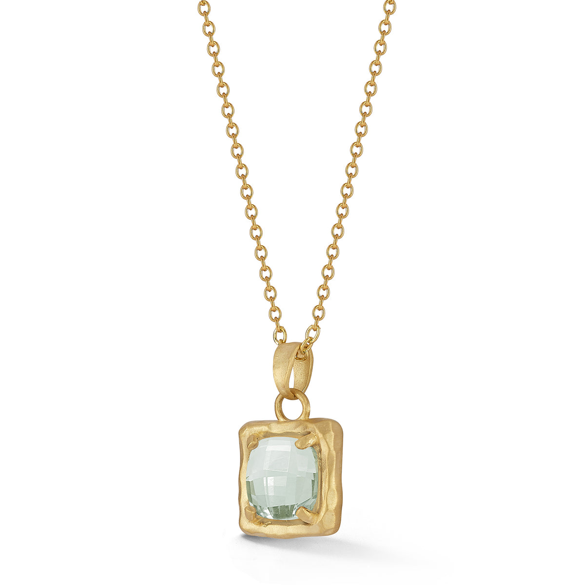 14K Gold 1.75CT 8mm Green Amethyst Pendant