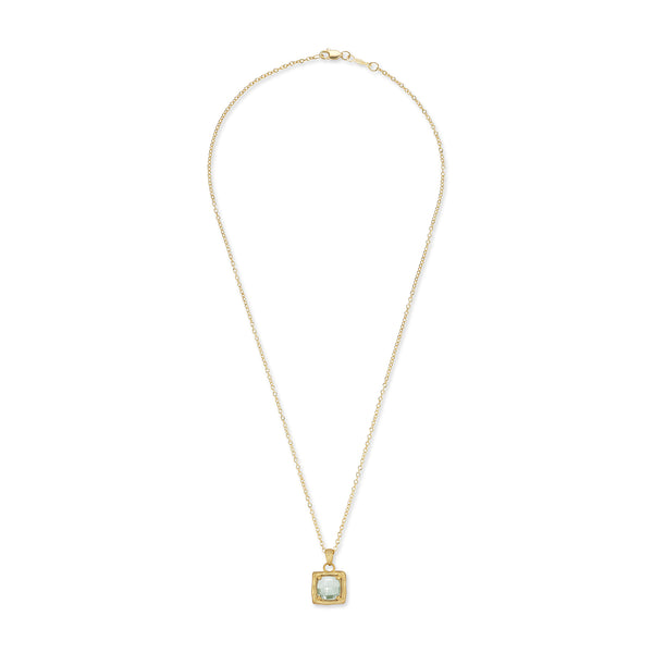 14K Gold 1.75CT 8mm Green Amethyst Pendant
