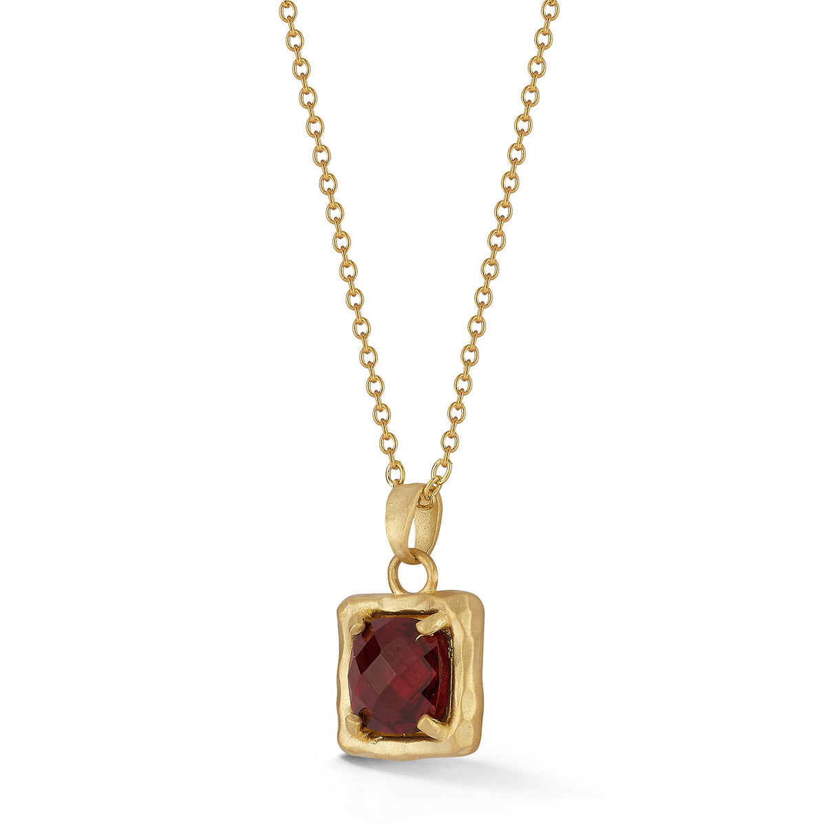 14K Gold 2.9CT 8mm Garnet Pendant