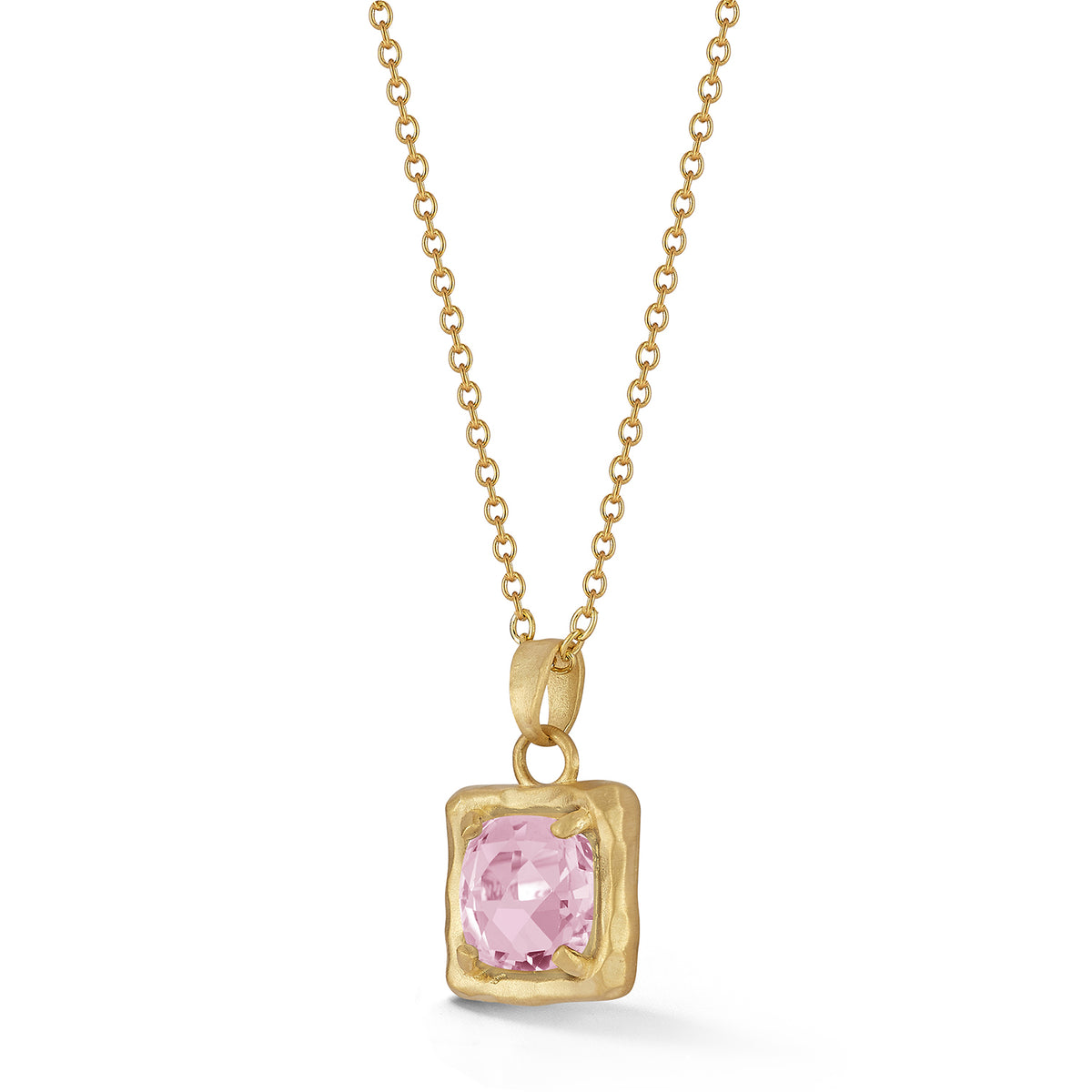 14K Gold 2.0CT 8mm Rose Quartz Pendant