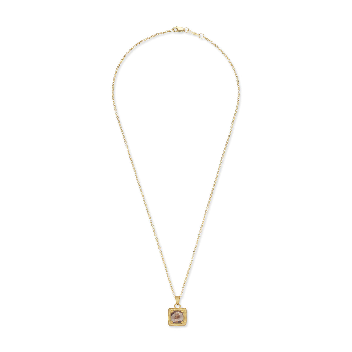 14K Gold 2.0CT 8mm Smokey Topaz Pendant