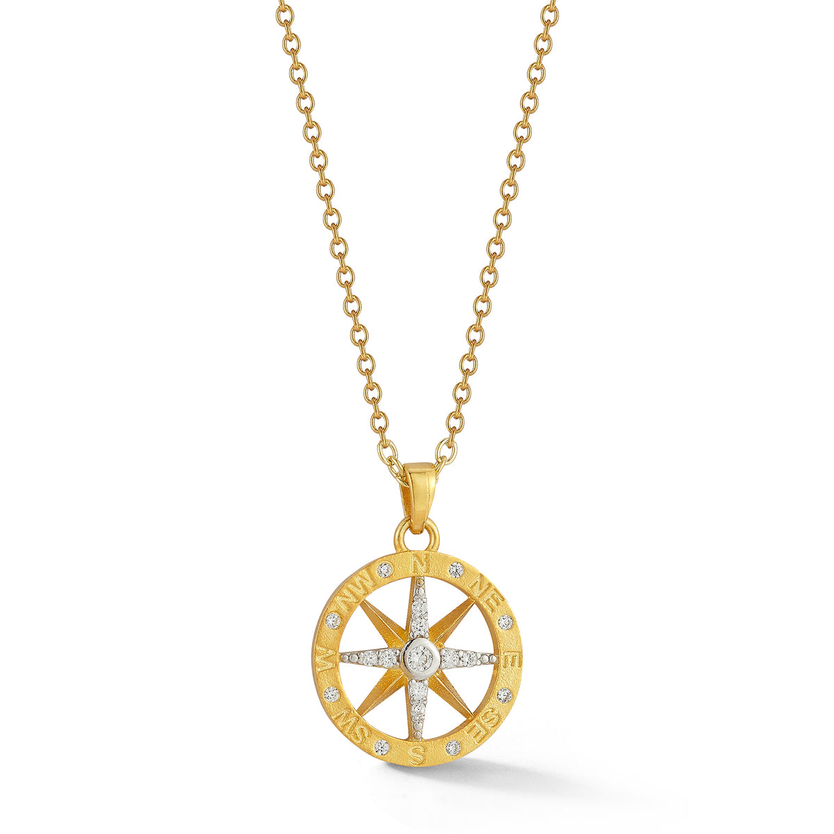 14K Gold 0.16 ct. tw. 15mm Compass Pendant Slide
