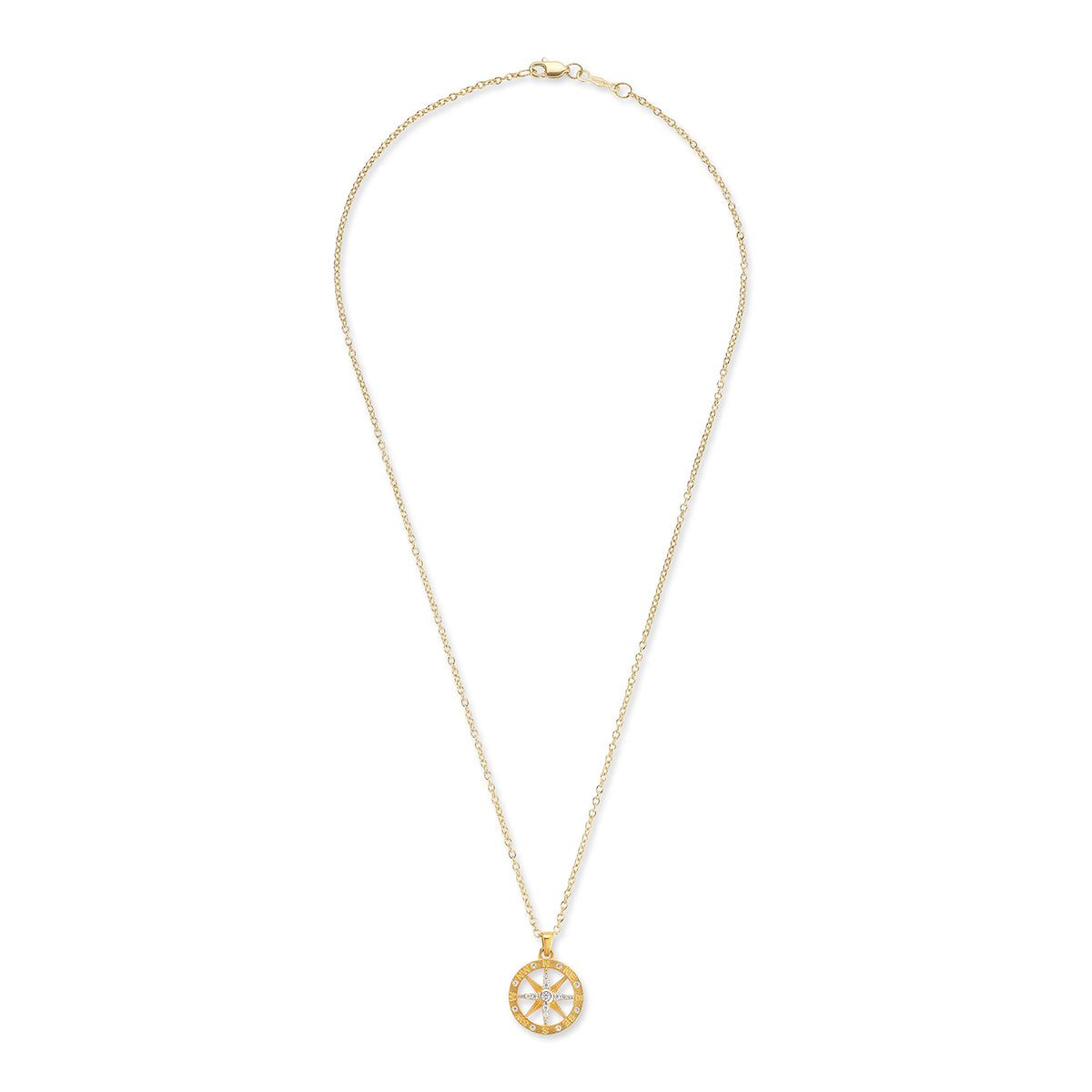 14K Gold 0.16 ct. tw. 15mm Compass Pendant Slide