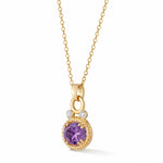 14K Gold 0.05 ct. tw. Dia. & 2.7CT 8x10mm Amethyst Oval Pendant Slide
