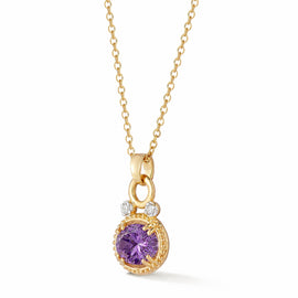 14K Gold 0.05 ct. tw. Dia. & 2.7CT 8x10mm Amethyst Oval Pendant Slide